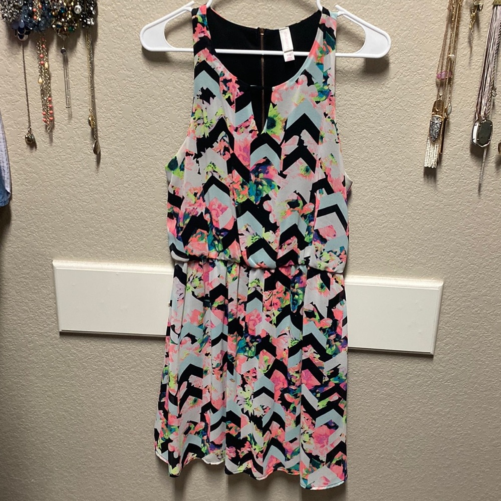 Chevron and floral Neon Dress